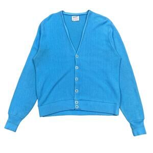 Vintage 70s Puritan The Sporting Life Cardigan Sweater Men's XL Retro Preppy